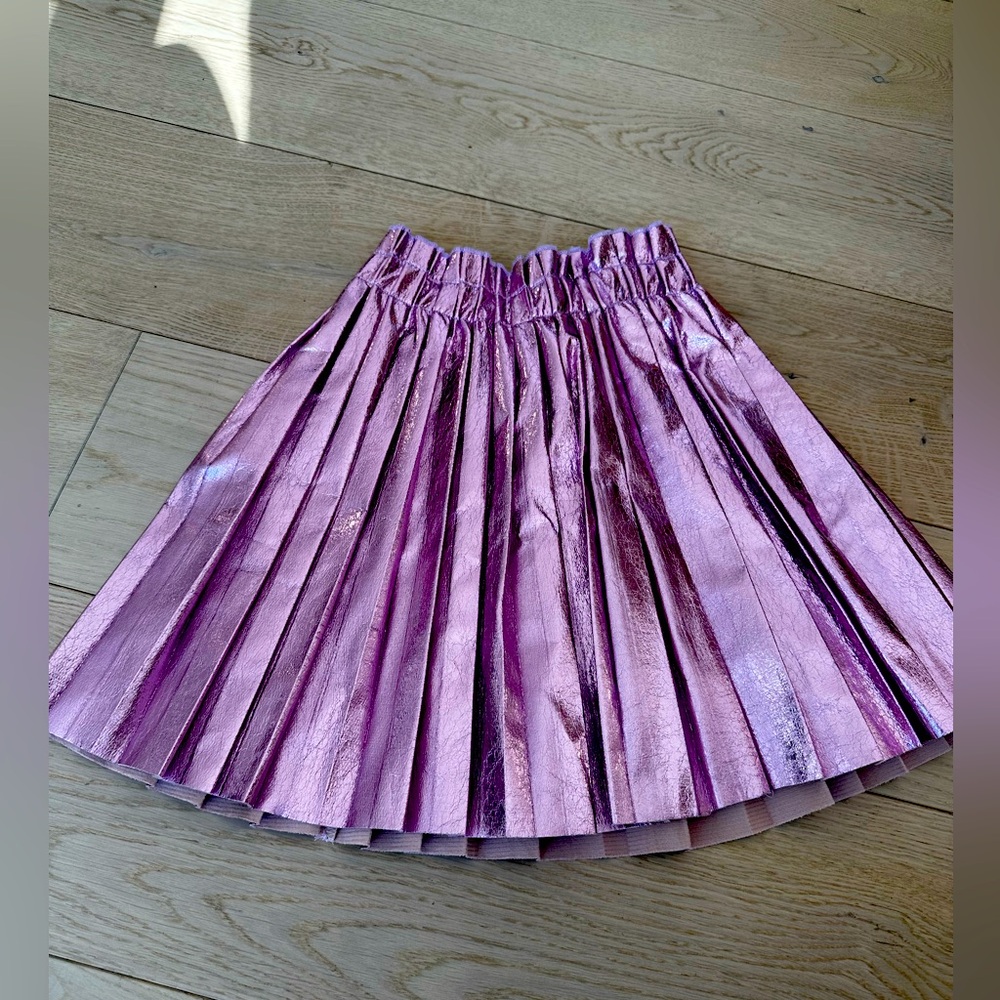 Lola & The Boys Pleated Metallic Skirt